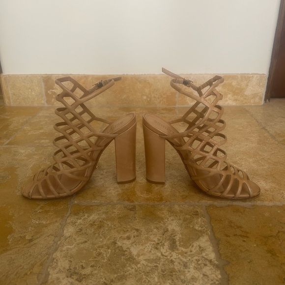 SCHUTZ Caged Block Heel Jaden Light Wood/Tan - Picture 5 of 11